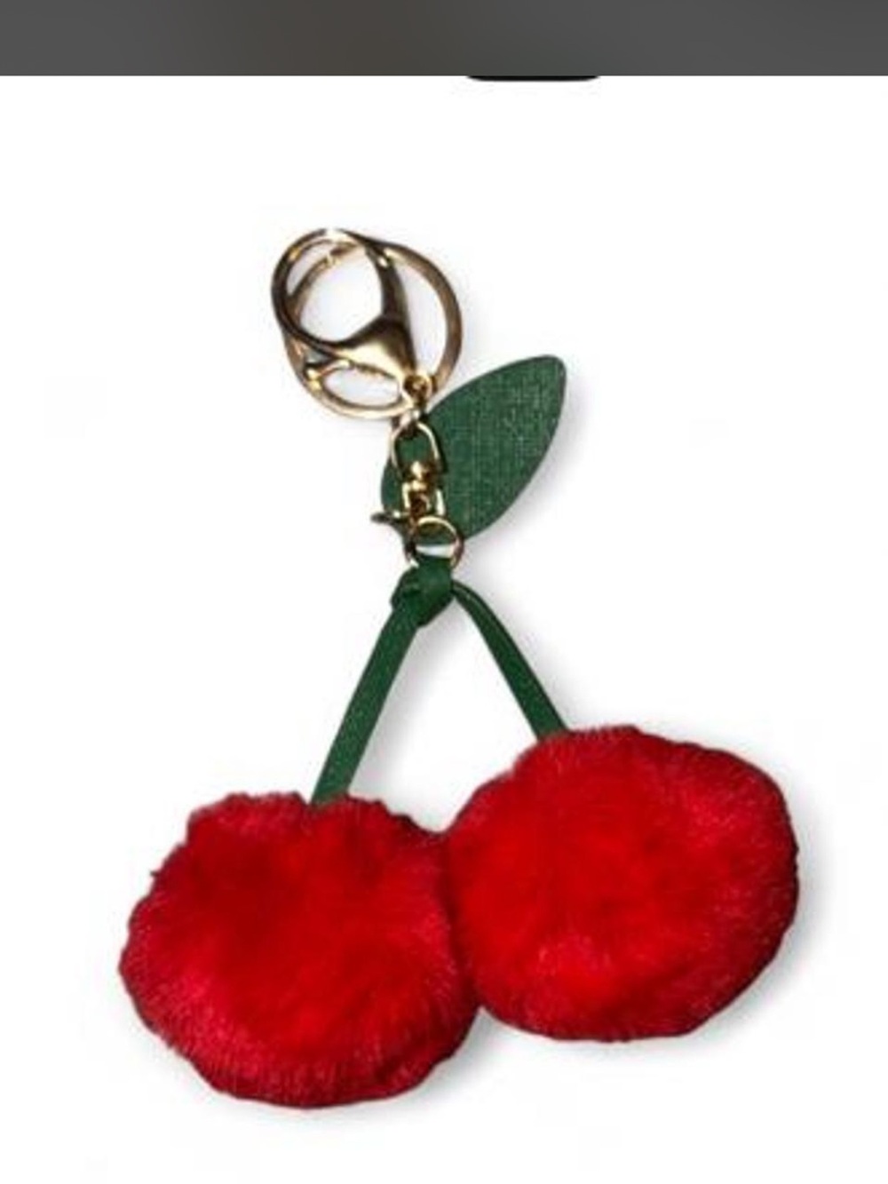 NWOT plush Cherry Keychain Bag Charm in Red with Green Leaf